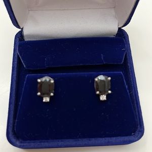 Authentic Sapphire and Diamond Stud Earrings
